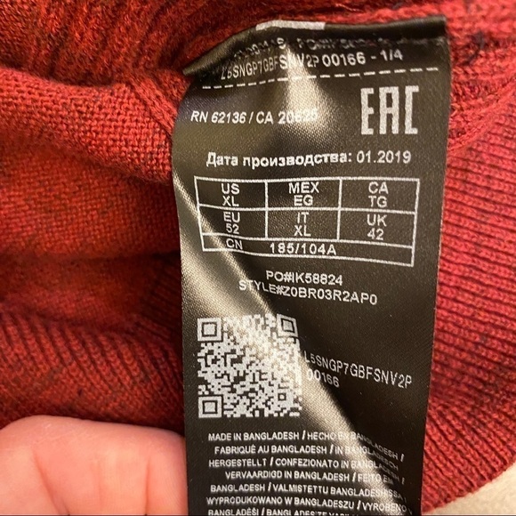 GBG Los Angeles NWT Sweater XL Red Premium Cotton Raul LS Crew Men’s Maroon New - Picture 7 of 9